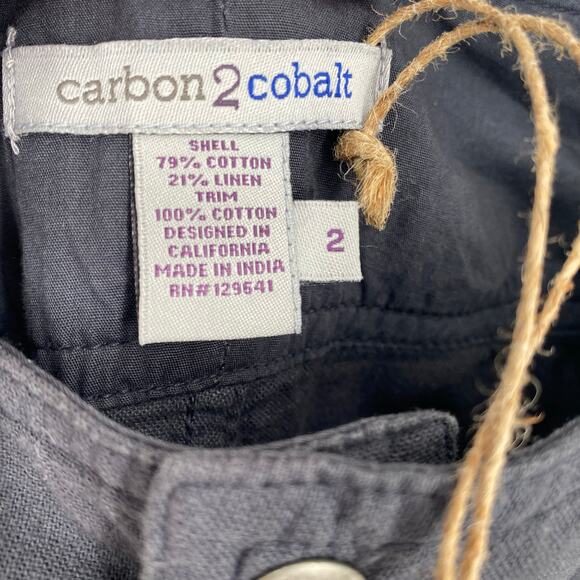 Carbon2Cobalt Pants Women’s 2 Gray Linen Coastal Nautical Vacation Beach - Picture 5 of 10